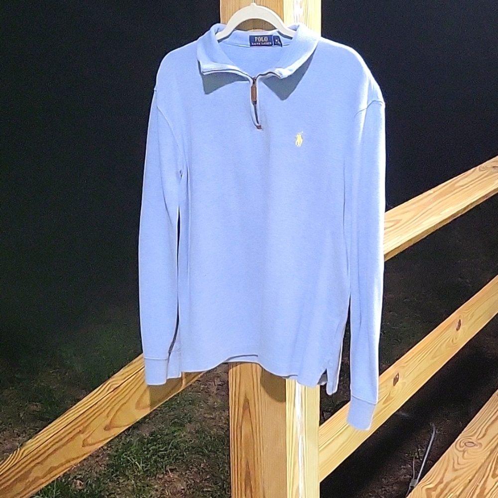 Polo Ralph Lauren 1/4 zip pullover. Baby Blue Men's Medium